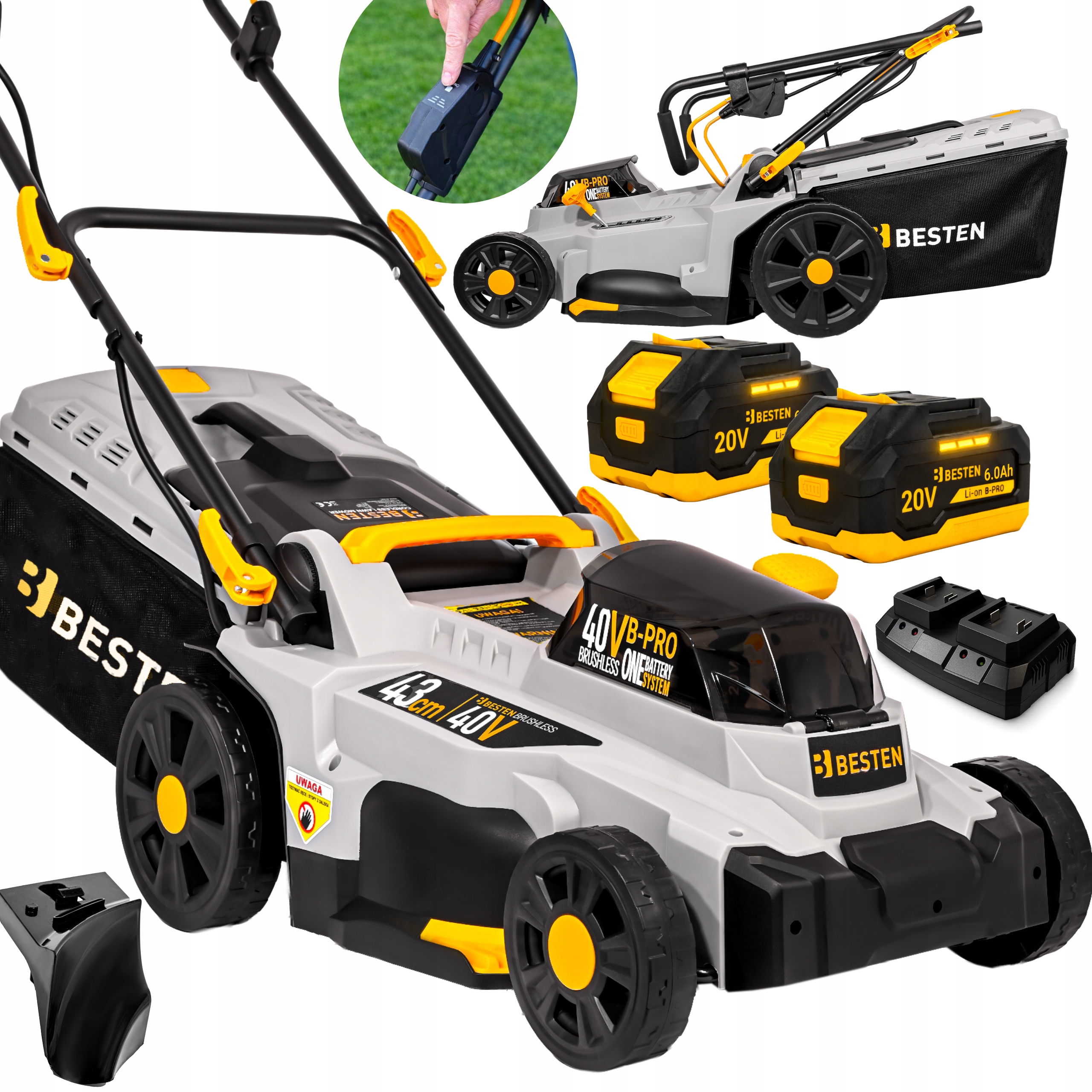 Akumulátorová Sekačka 43 CM Bezkartáčová Na Trávy 2XAKU 12AH Výkonná Besten