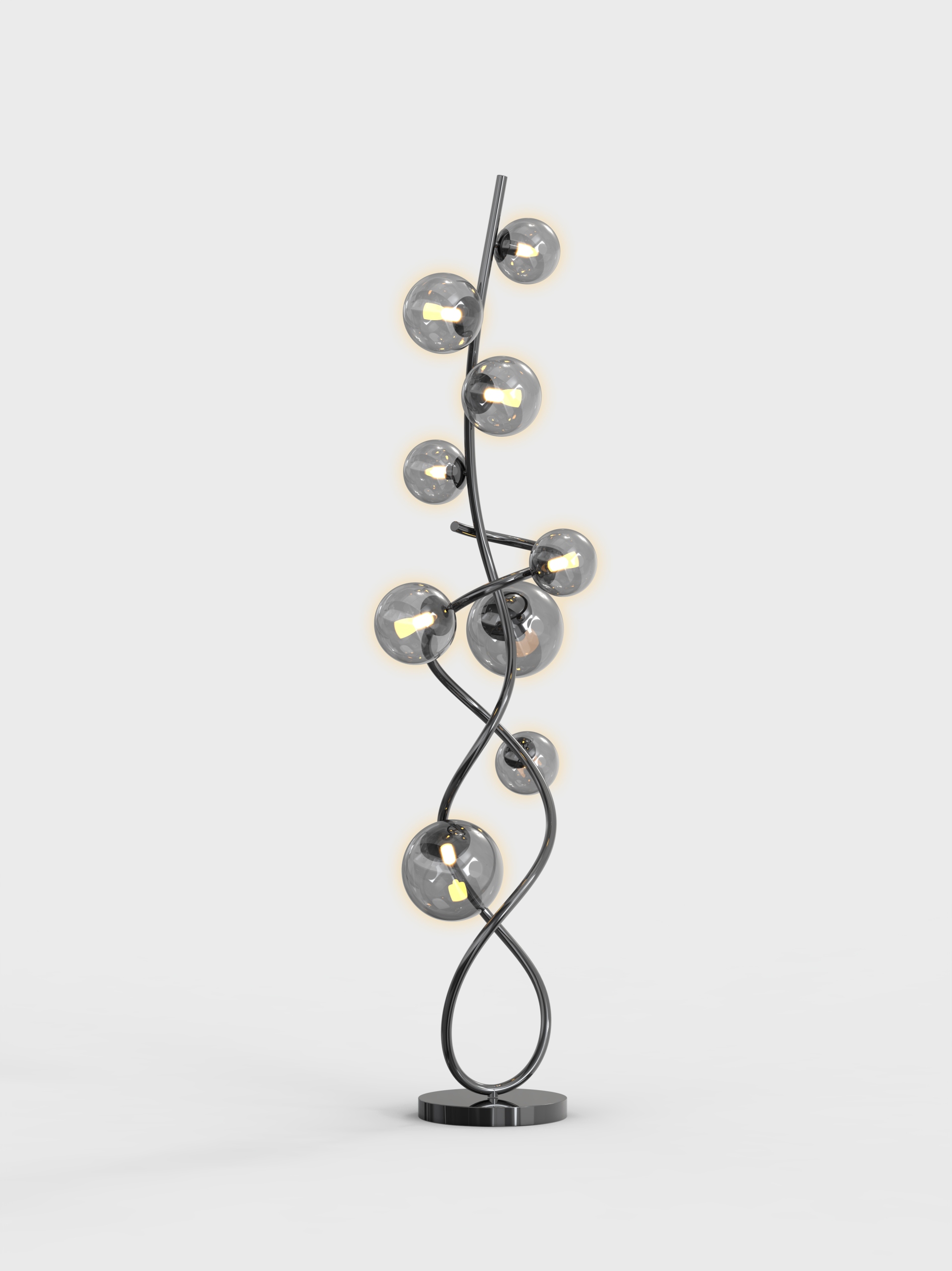 Podlahová lampa Nancy v čiernom chróme – elegantný dizajn