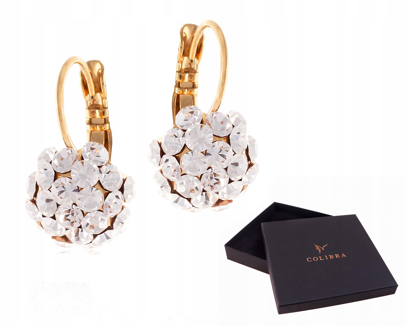 Zlaté Náušnice Růžové Jasné Krystaly Preciosa Elegantní Šperky Colibra