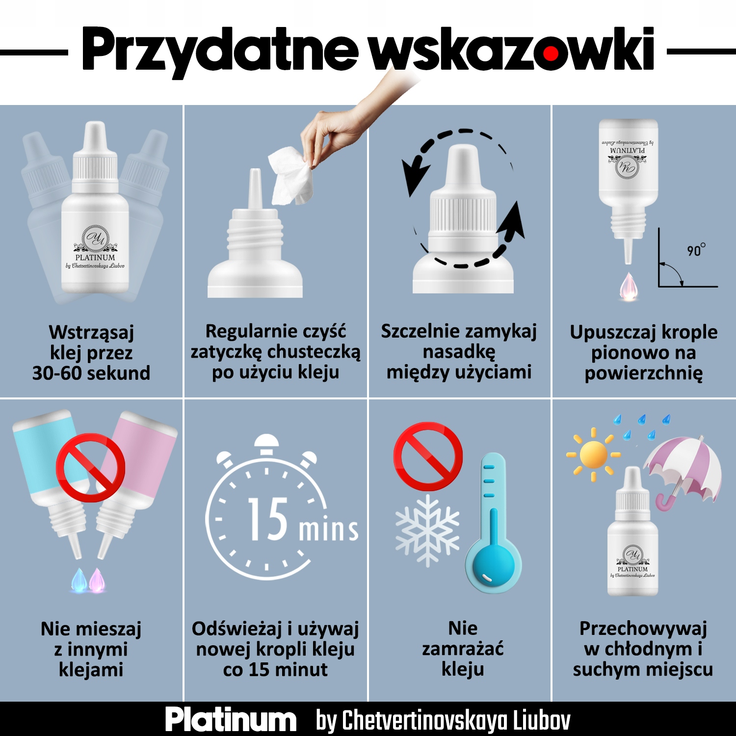 Klej do rzęs przedłużania rzęs PLATINUM SUNRISE 10ml Opakowanie buteleczka