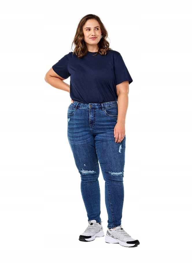 Zizzi Modré Džíny Slim Fit Díry 072A N78 44