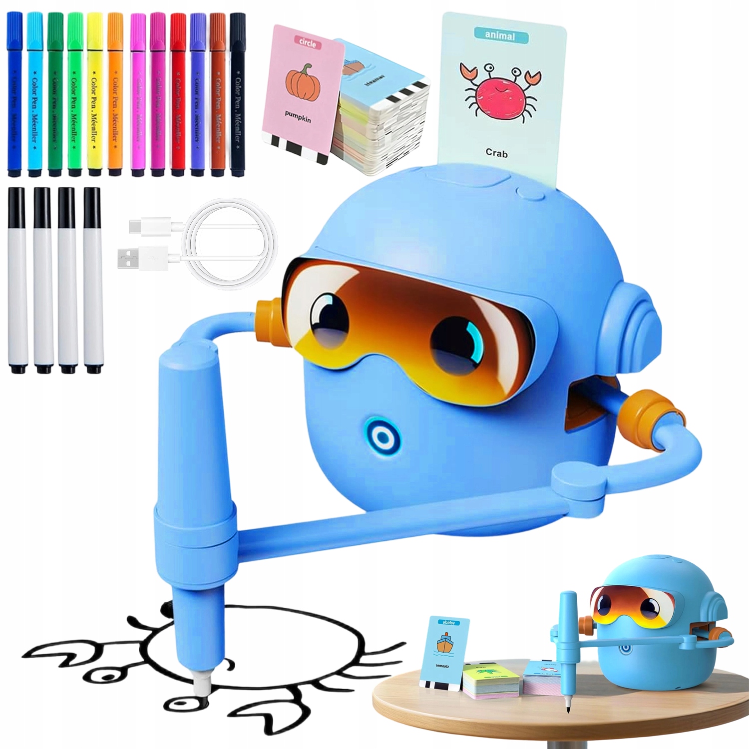 INTERAKTYWNA ZABAWKA ROBOT MONTESSORI NAUKA RYSOWANIA DZIECI