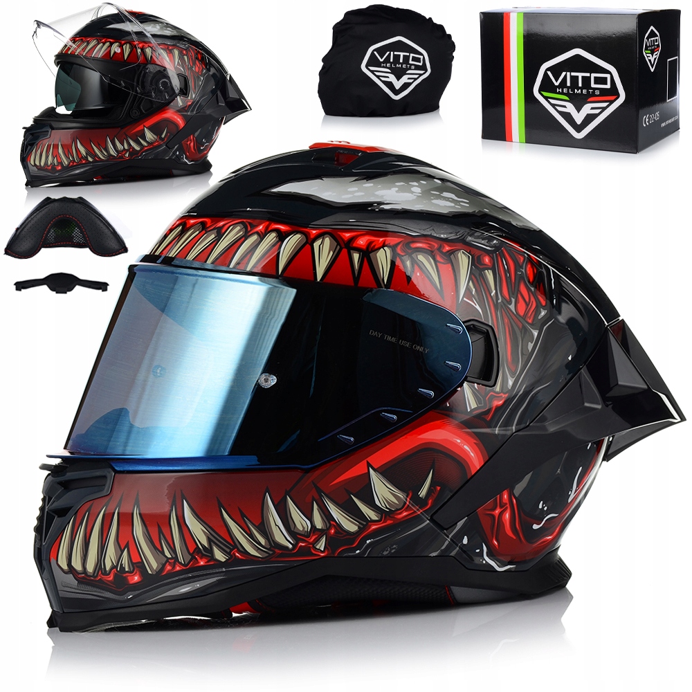 Motocyklová Prilba Vito Presto Aero Monster Venom Systém Pinlock Clona
