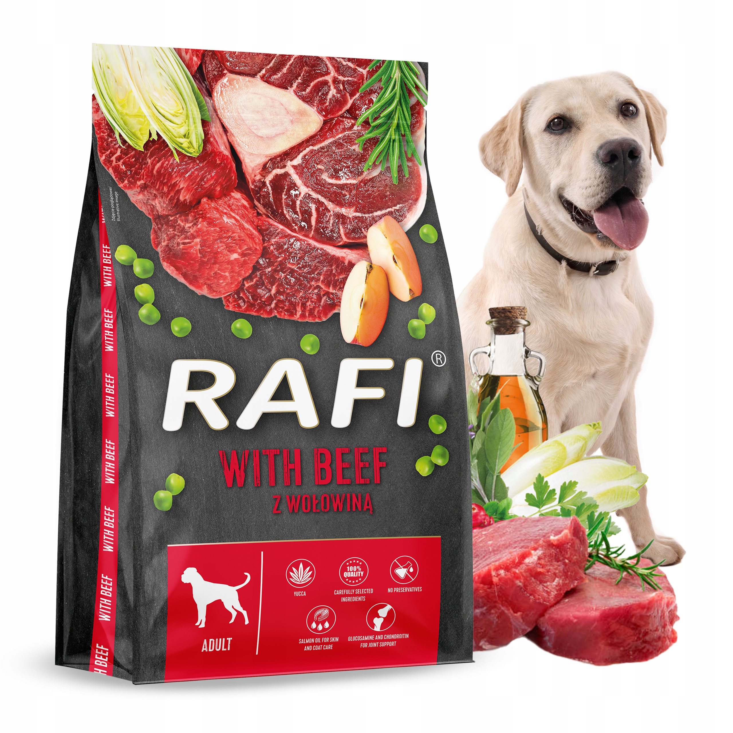 Rafi Adult Beef 10kg Karma z wołowiną dla dorosłych psów wszystkich ras