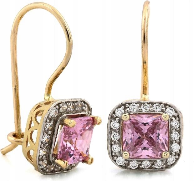 Náušnice zlaté 585 elegantní čtvercová markýza na bižuterii 14k jako dárek