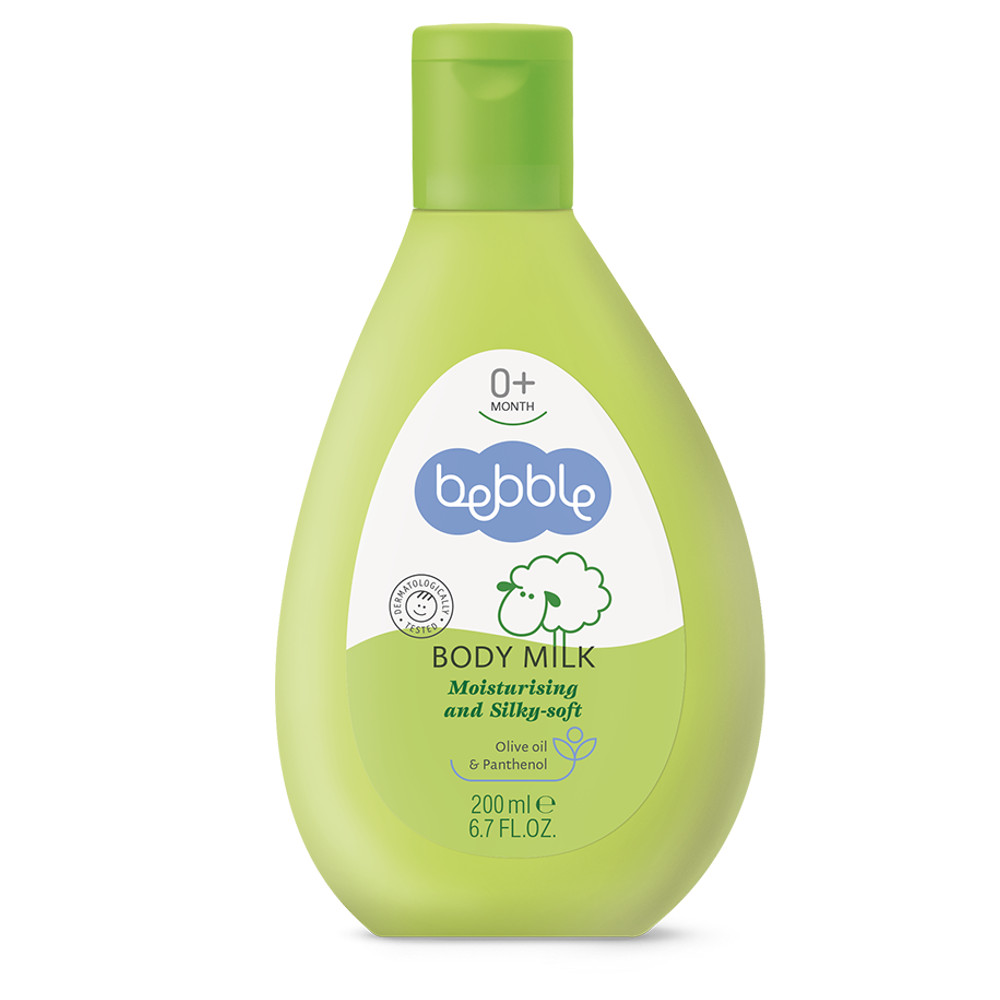 BEBBLE NAWILŻAJĄCE MLECZKO DO CIAŁA BALSAM PO KĄPIELI DLA NIEMOWLĄT 0m+