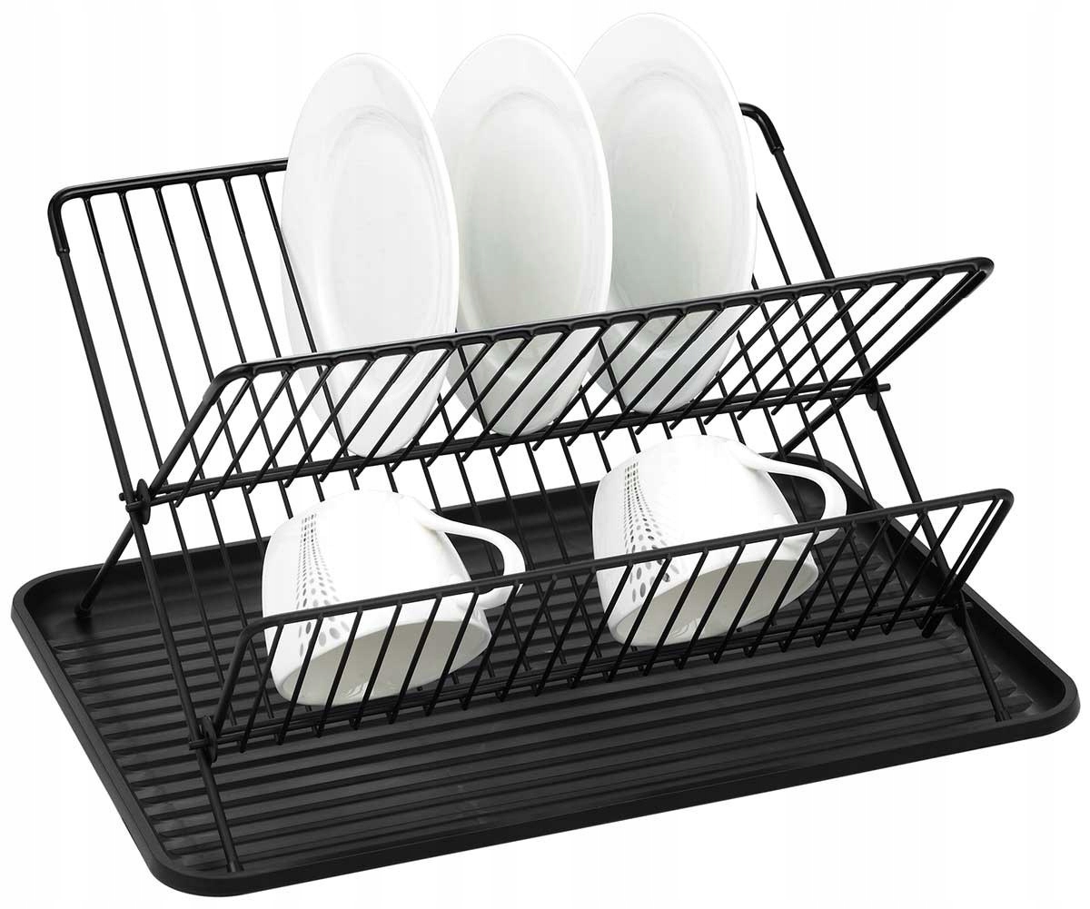 Levně Sušička Odkapávač Na Nádobí Dvouúrovňová S Podnosem, Závěsná, Černá