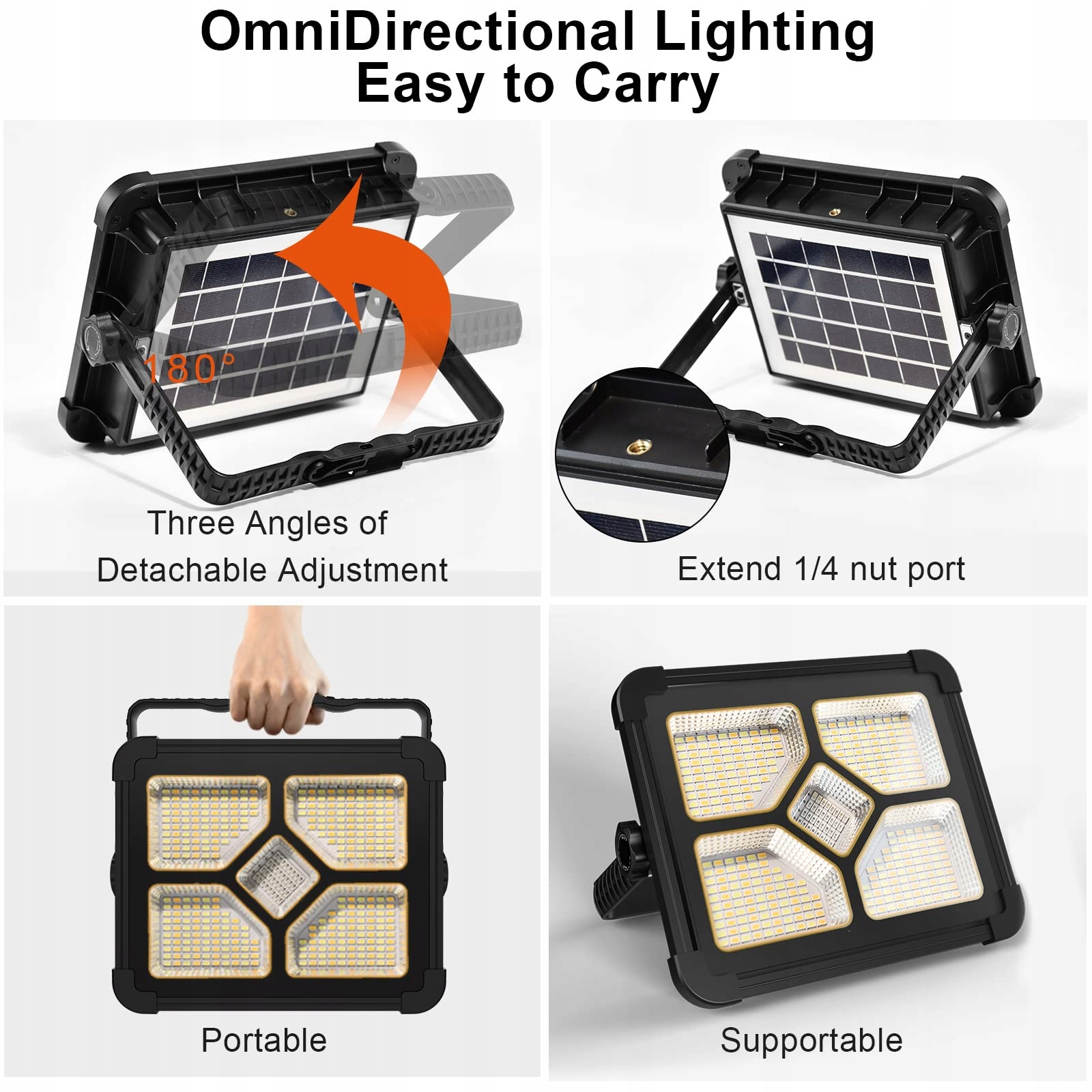 Reflektor budowlany LED, 200 W, do ponownego ładowania, z pilotem zdalnego — miniatura 3