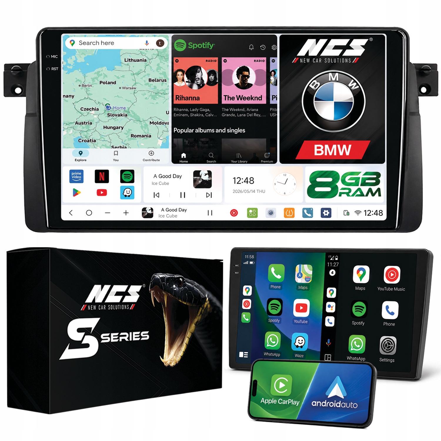 Rádio Navigace Ncs DS9 Bmw E46 1998-2005 Android 8GB Lte 9″