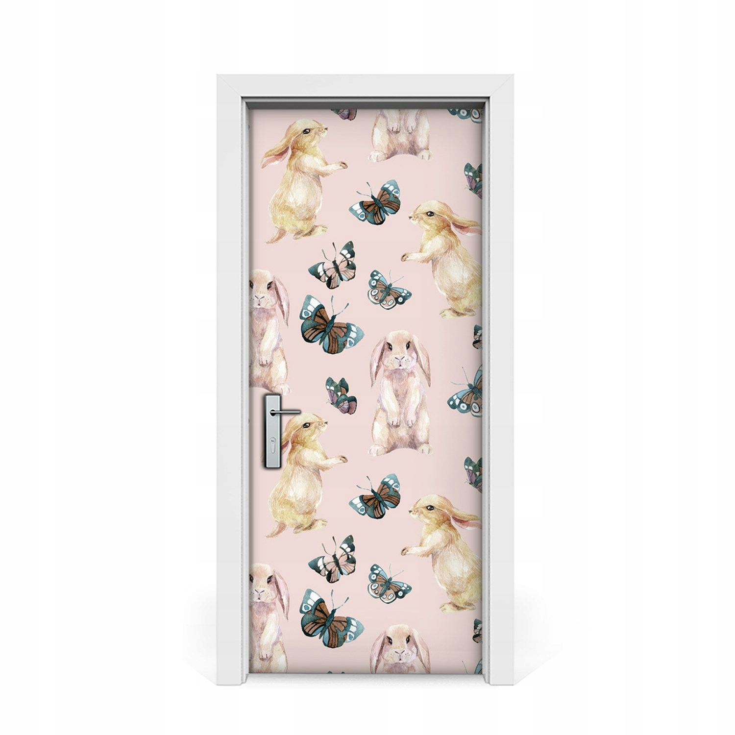 

Naklejka na drzwi okleina Króliki Motylki 85x205
