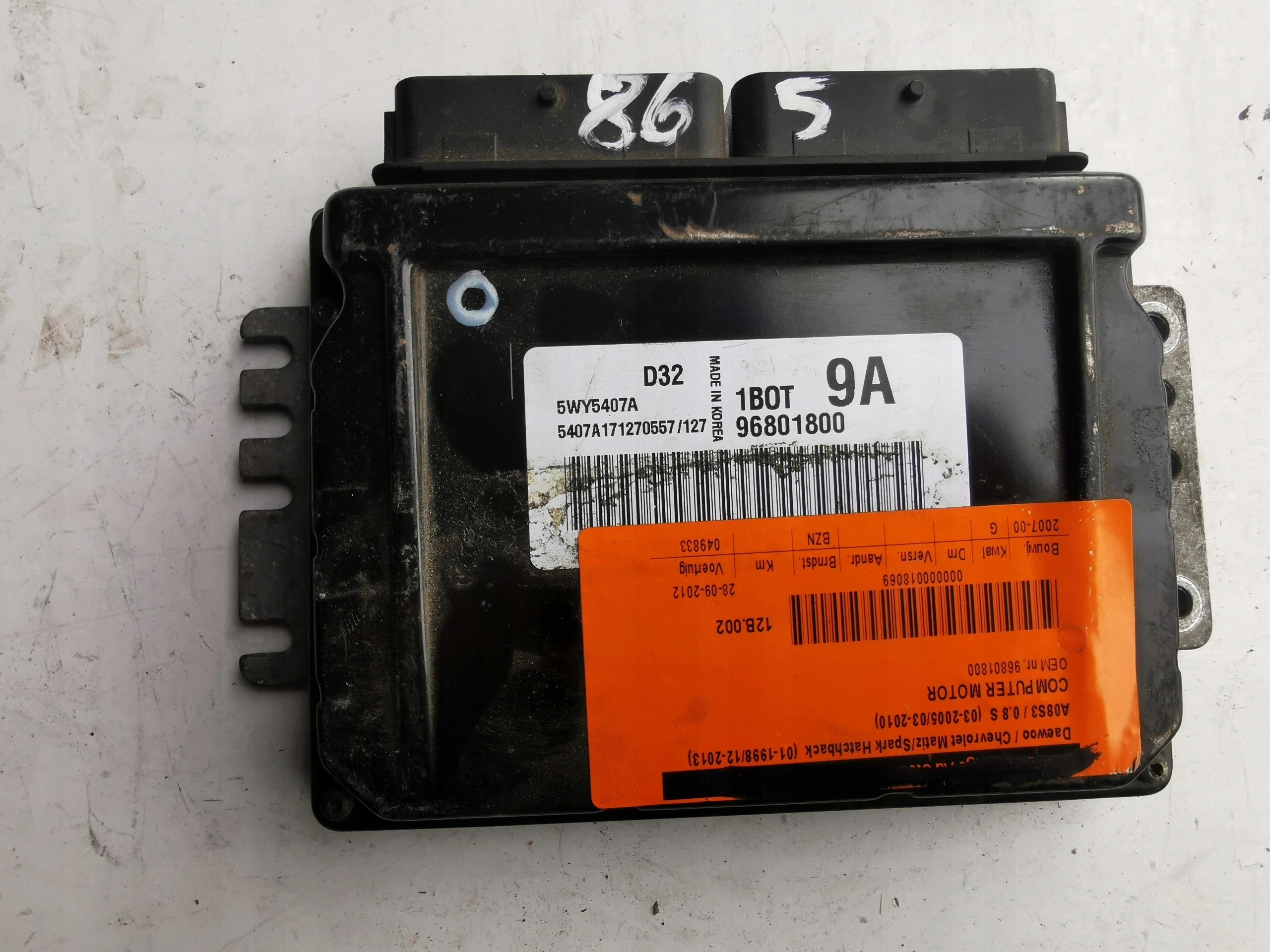 CHEVROLET SPARK 0.8B 5WY5407A 96801800 Computer EC