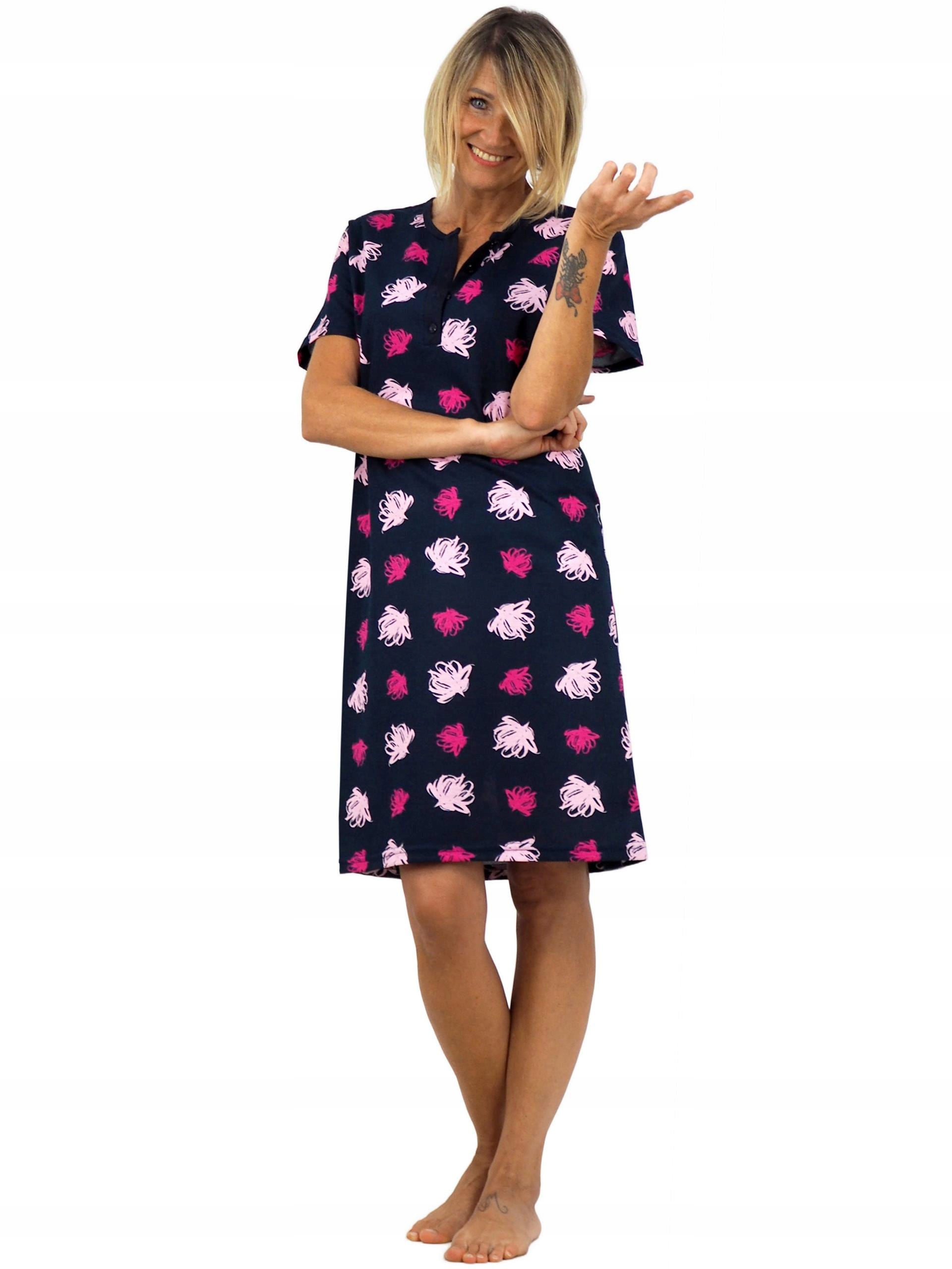 KOSZULA NOCNA piżama tunika rozpinana z dekoltem zapinanym na 4 guziki XL Marka Inna marka