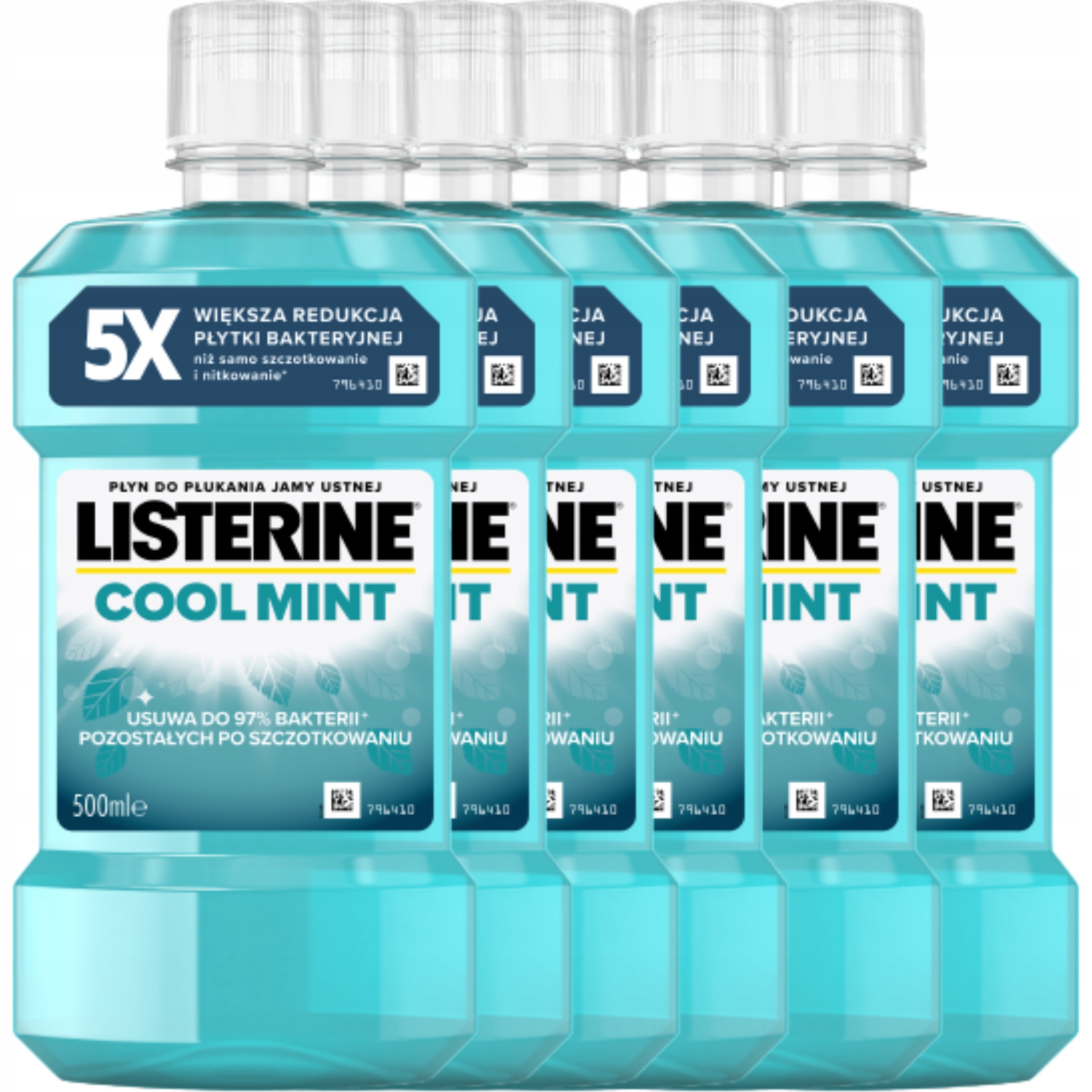 6x Listerine Zestaw Cool Mint Płyn do płukania jamy ustnej Intensywny Smak