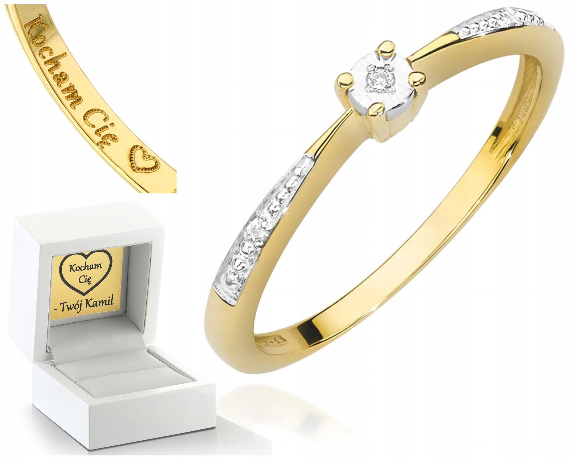 Zlatý Prstýnek S Diamanty Gravírování Bonus 585