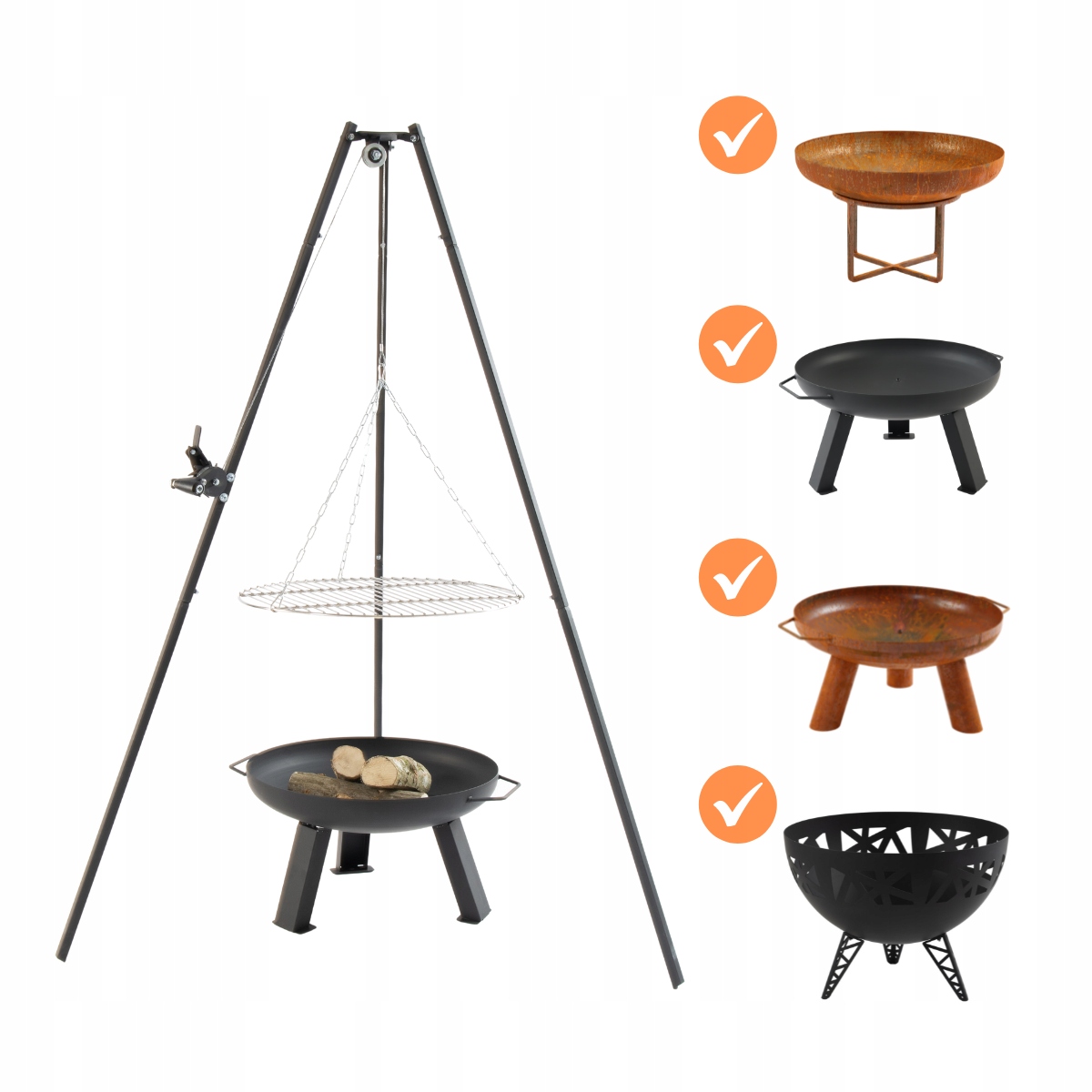 SERAM, TRÓJNÓG, OGNISKO, PALENISKO, GRILL, STOJAK Długość (cm) 60