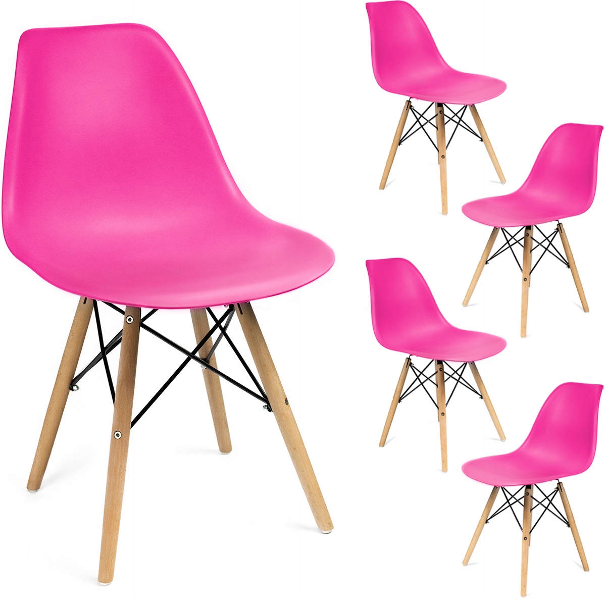 Stalas + 4 skandinaviškos kėdės, modernus komplektas Gamintojo kodas Svetainės valgomasis VIRTUVĖ PINK