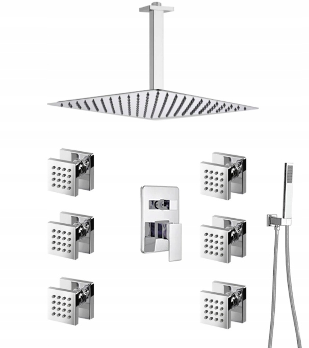 Podomietková Sprchová Súprava Hydromasáž Chrómová Dažďovka 40 cm