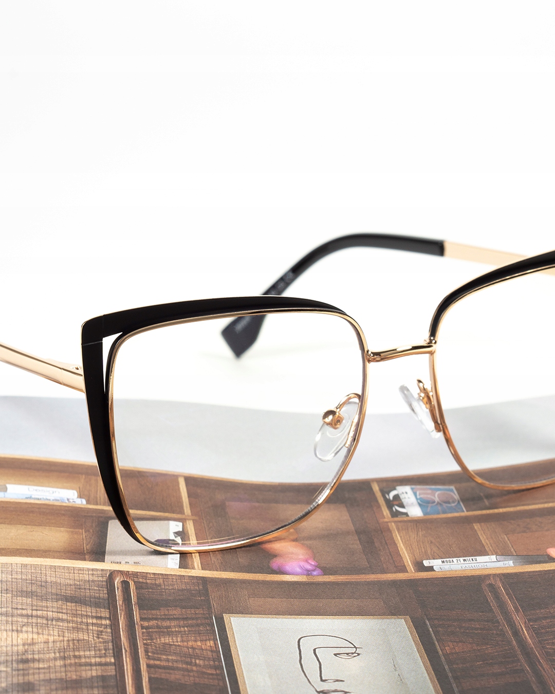 OKULARY ZERÓWKI KOCIE KOBIECE DAMSKIE OPRAWKI GLAM Fason kocie