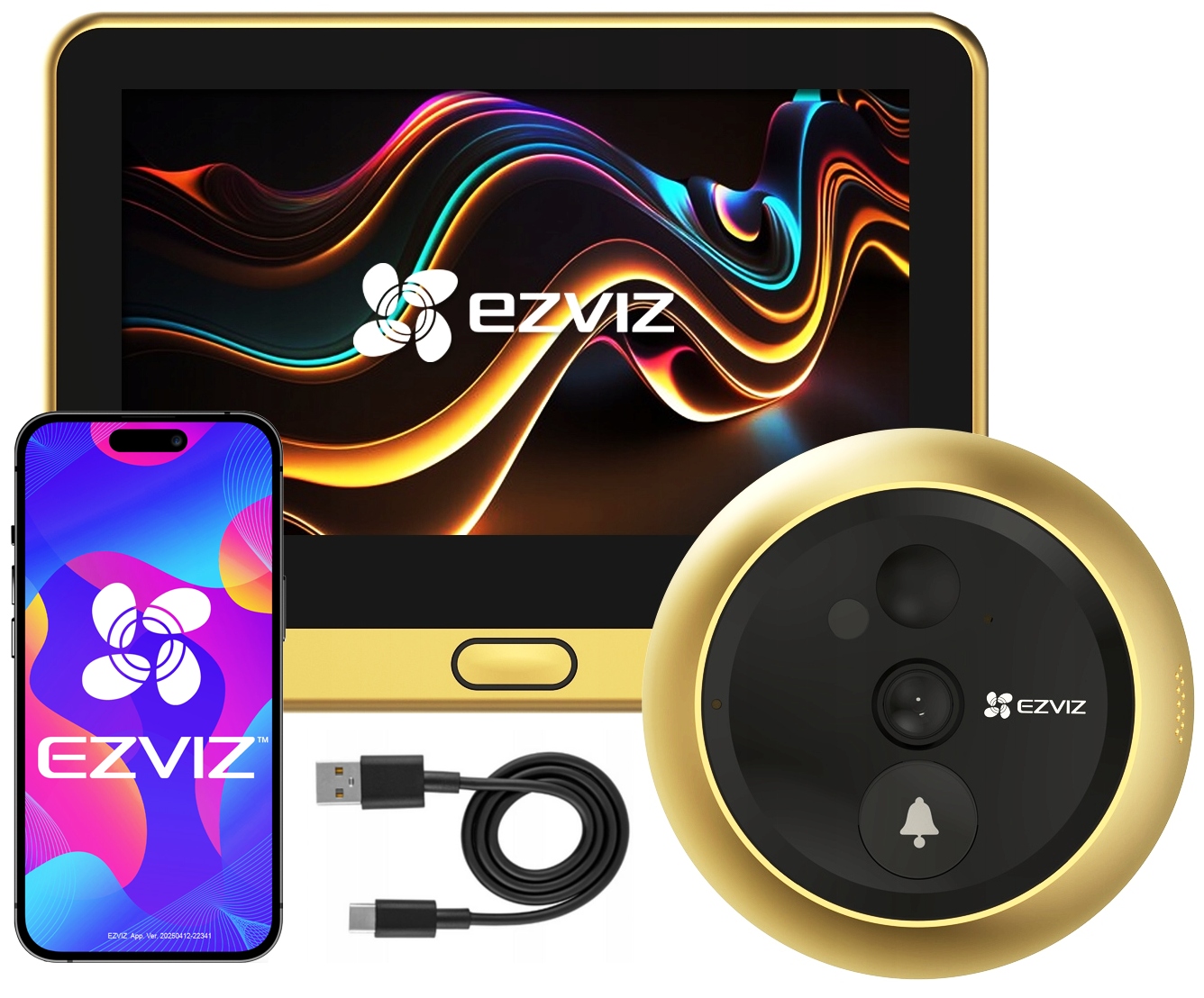 Dverový hľadáčik s kamerou Ezviz DP2C Gold WiFi Široký uhol, funkcia zvonenia