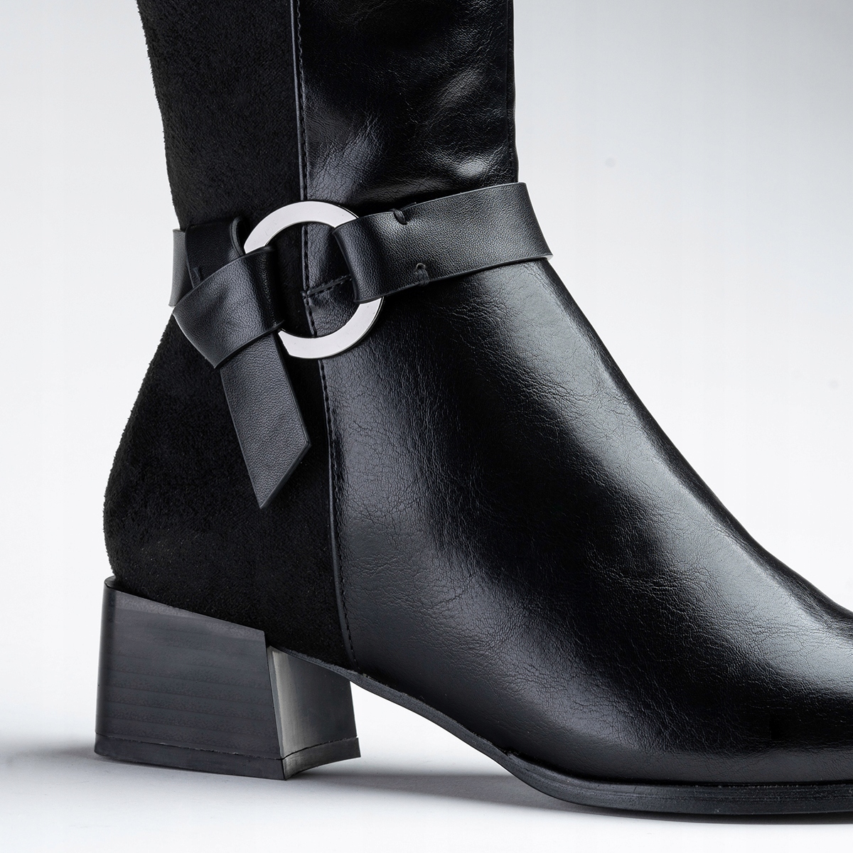 Kozaki OCIEPLANE długie wygodne oficerki SUWAK modna czerń Wojtyłko Długość wkładki 25 cm