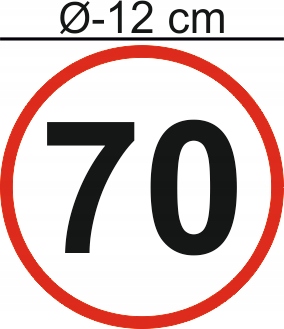 OGRANICZENIE PRĘDKOŚCI Naklejka 70 km/h znak 12 cm Kod producenta OGRANICZENIE PRĘDKOŚCI Naklejka 70 km/h