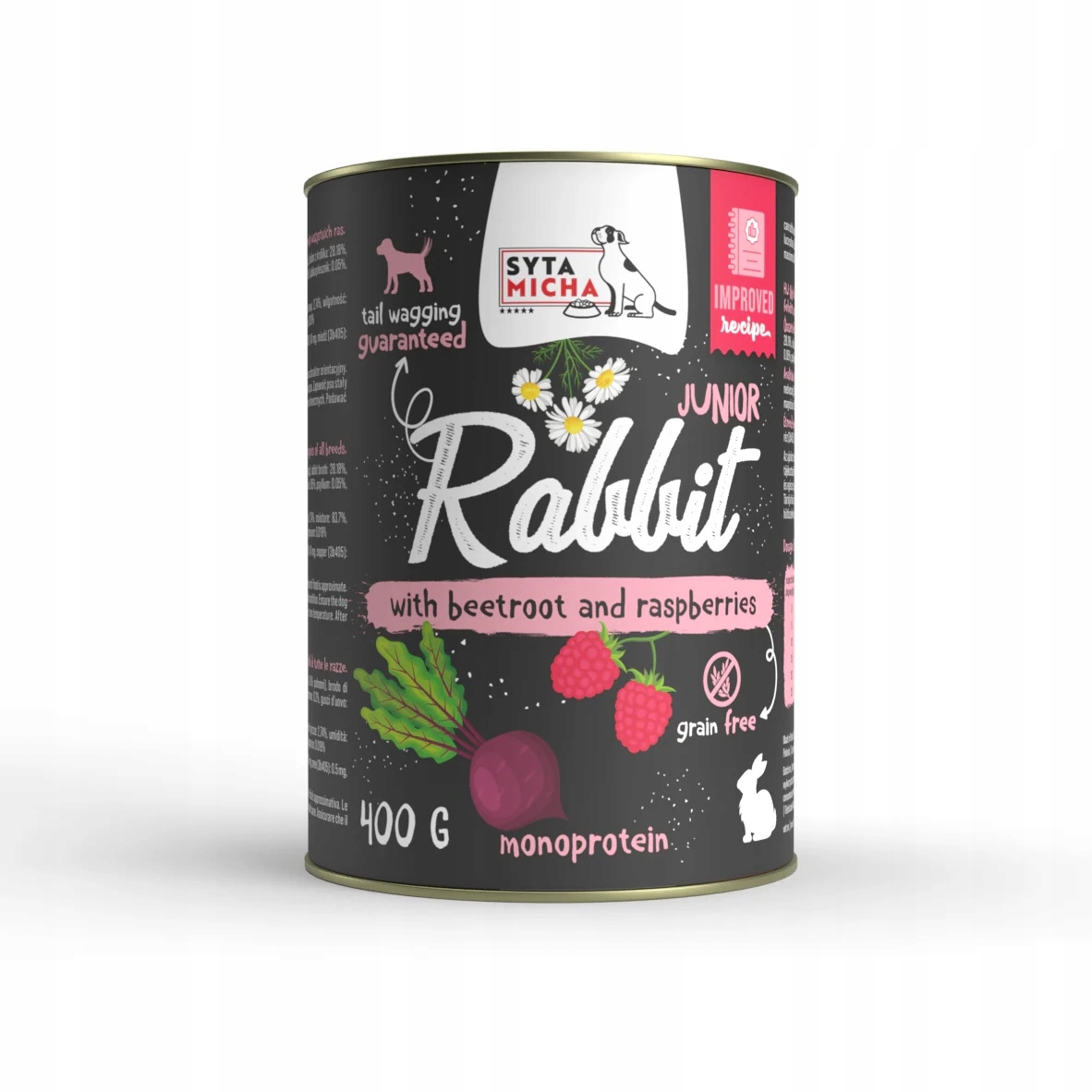Syta Micha Mono Vlhké krmivo pro puppy Junior Králík Červená Řepa Malina 6x400g
