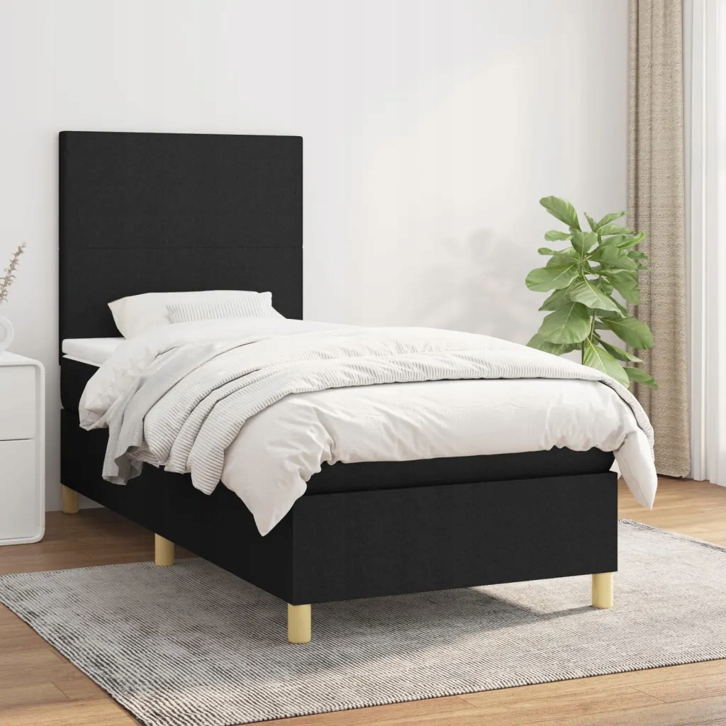 Box spring postel s matrací černá 90x190 cm textil Černý 3142139