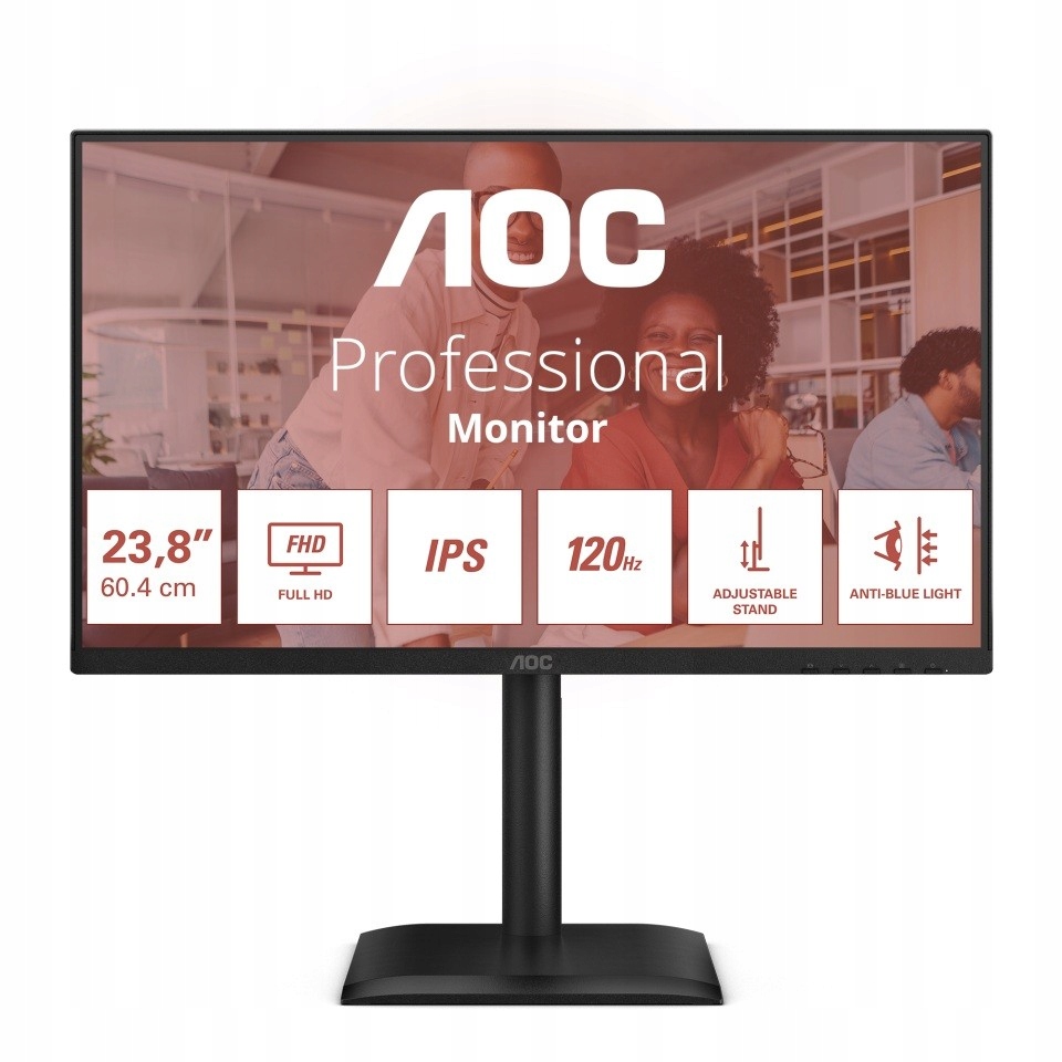 Aoc Monitor 24E4U 23.8 cala Ips 120Hz Hdmi Dp Vga Pivot Głośniki