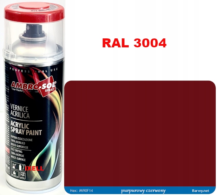 Ral 3004 Lakier Akryl Spray czerwony Połysk 1233