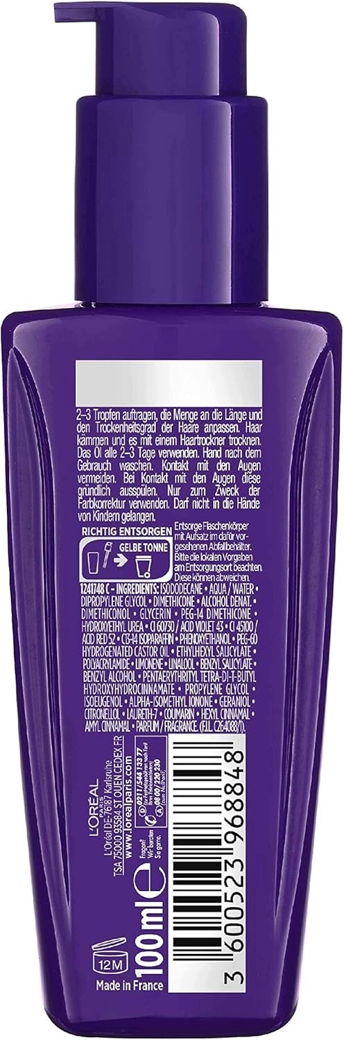 Purpurový Olej Na Vlasy Neutralizující Žluté Odstíny Blond