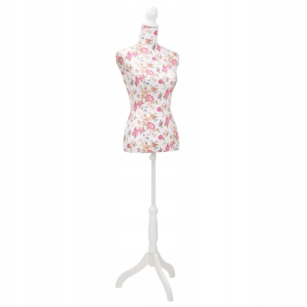 Dámská nastavitelná figurína, vzor růže, 133-168 cm, polyester/MDF/dřevo/s