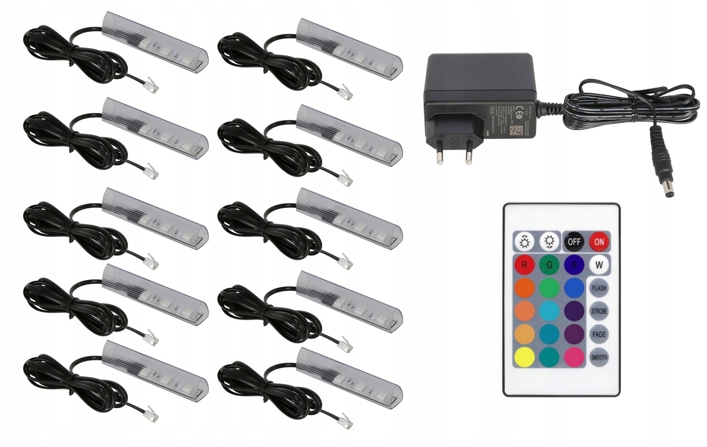 10 x Rgb Led klipy pro polic skla, klip Komplet