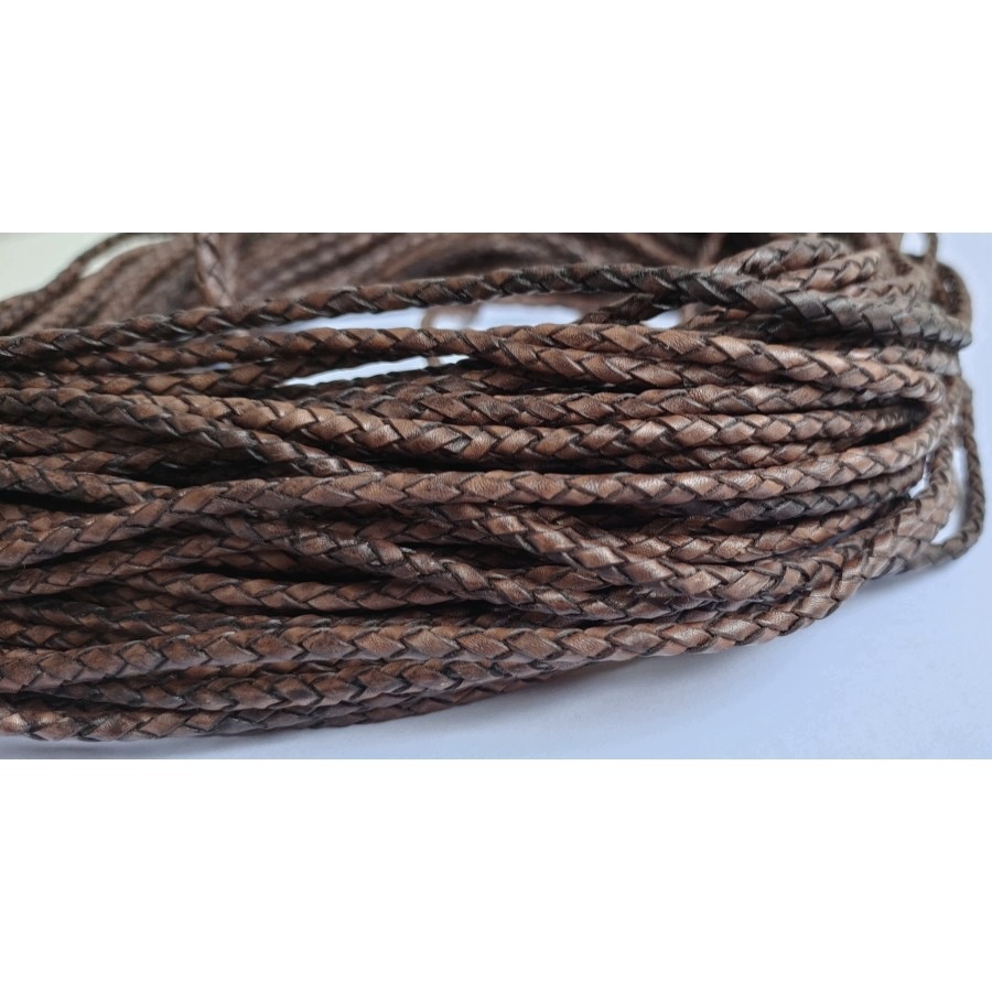 Velkoobchod 25 m Řemen přírodní Pletený 3 mm Tmavě Hnědý Vintage