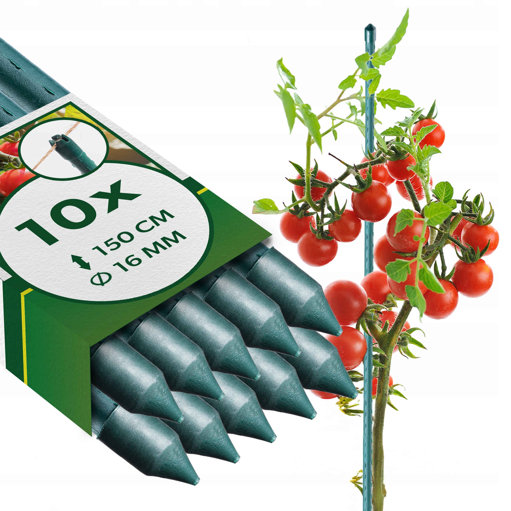 Tyčky Na Rostliny 150 CM Podpěra Pro Rajčata Palík Květy Potažené 10 Ks