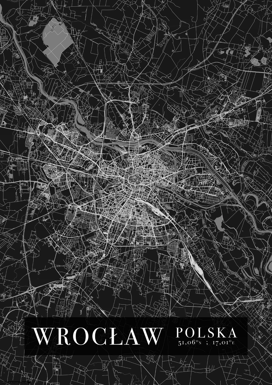 

Wrocław Mapa Miasta plakat A2 42x59,4 cm