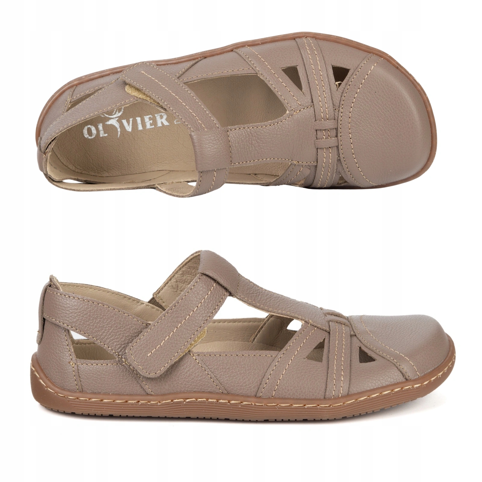 Dámské boty Barefoot na léto Olivier 1285 na suchý zip cappuccino 36