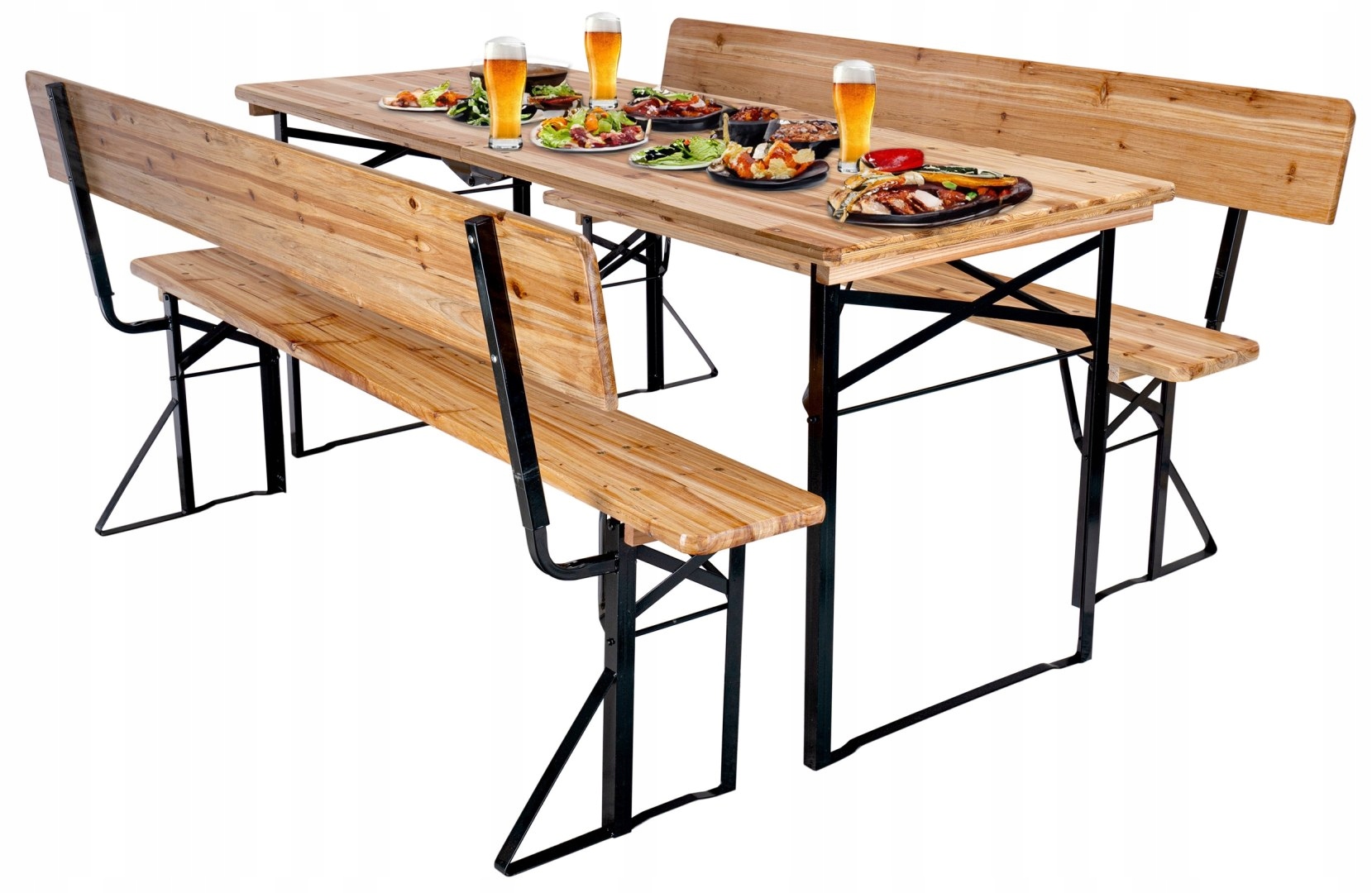 Zahradní set ocelovo-dřevěný Porter 170 cm stůl 2 lavice