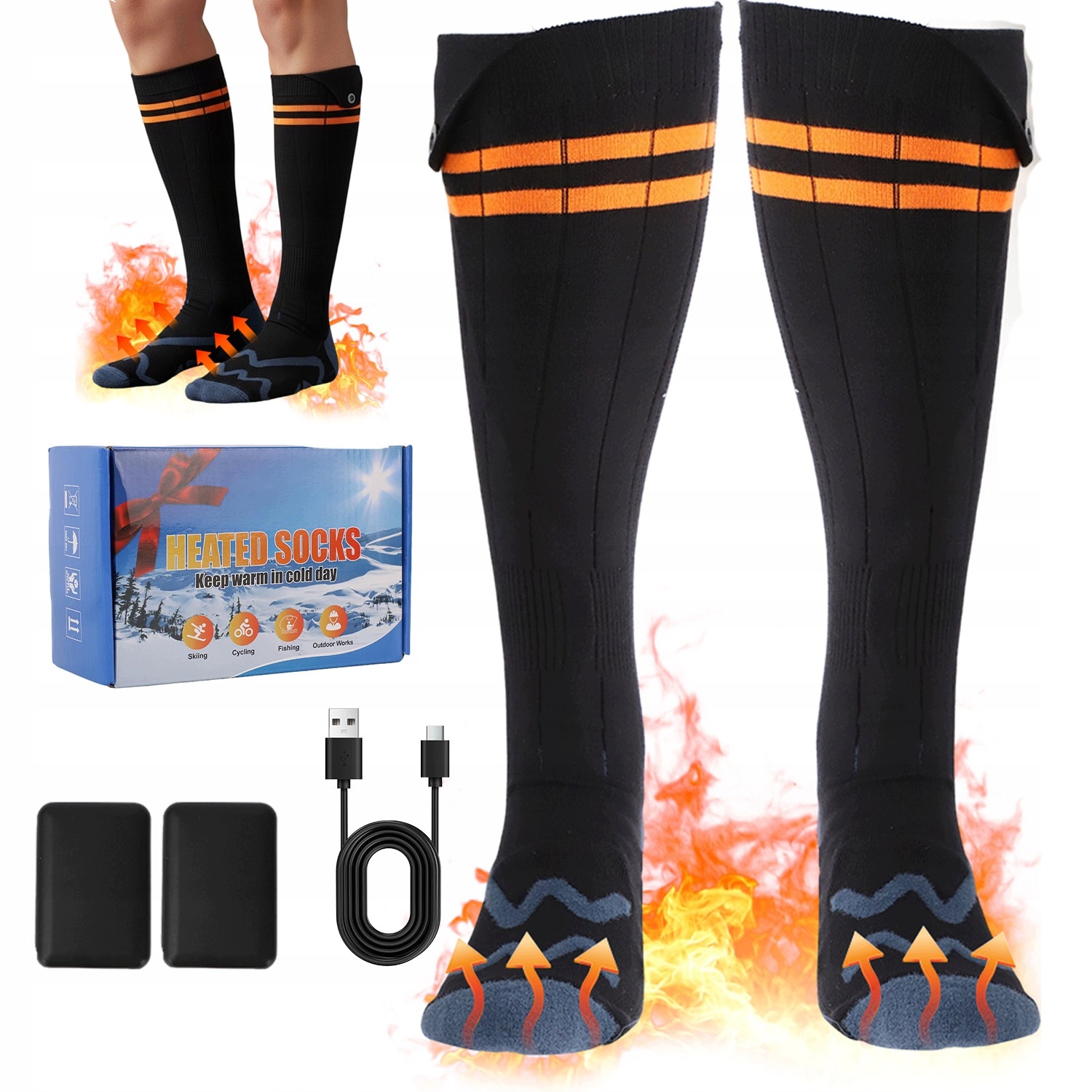 Ponožky S Baterií 5000 Mah, Regulace Teploty 65 °C