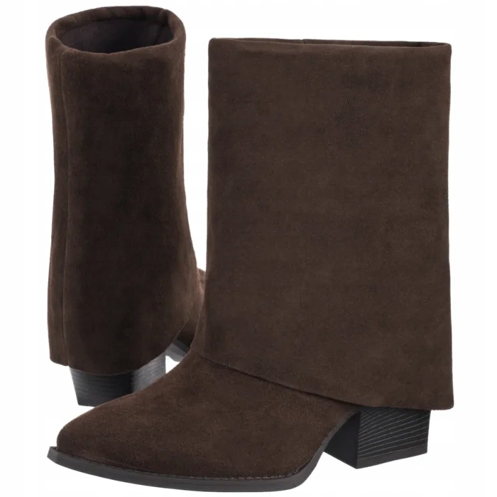 Dámské kožené Kotníkové Boty na podpatku Venezia Hnědé V443-00820