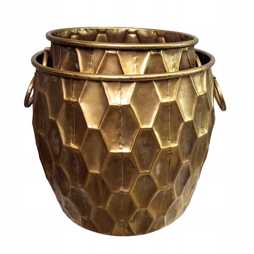 OSŁONKA DONICZKA METALOWA ZESTAW 2 SZTUKI ZŁOTA Kształt inny