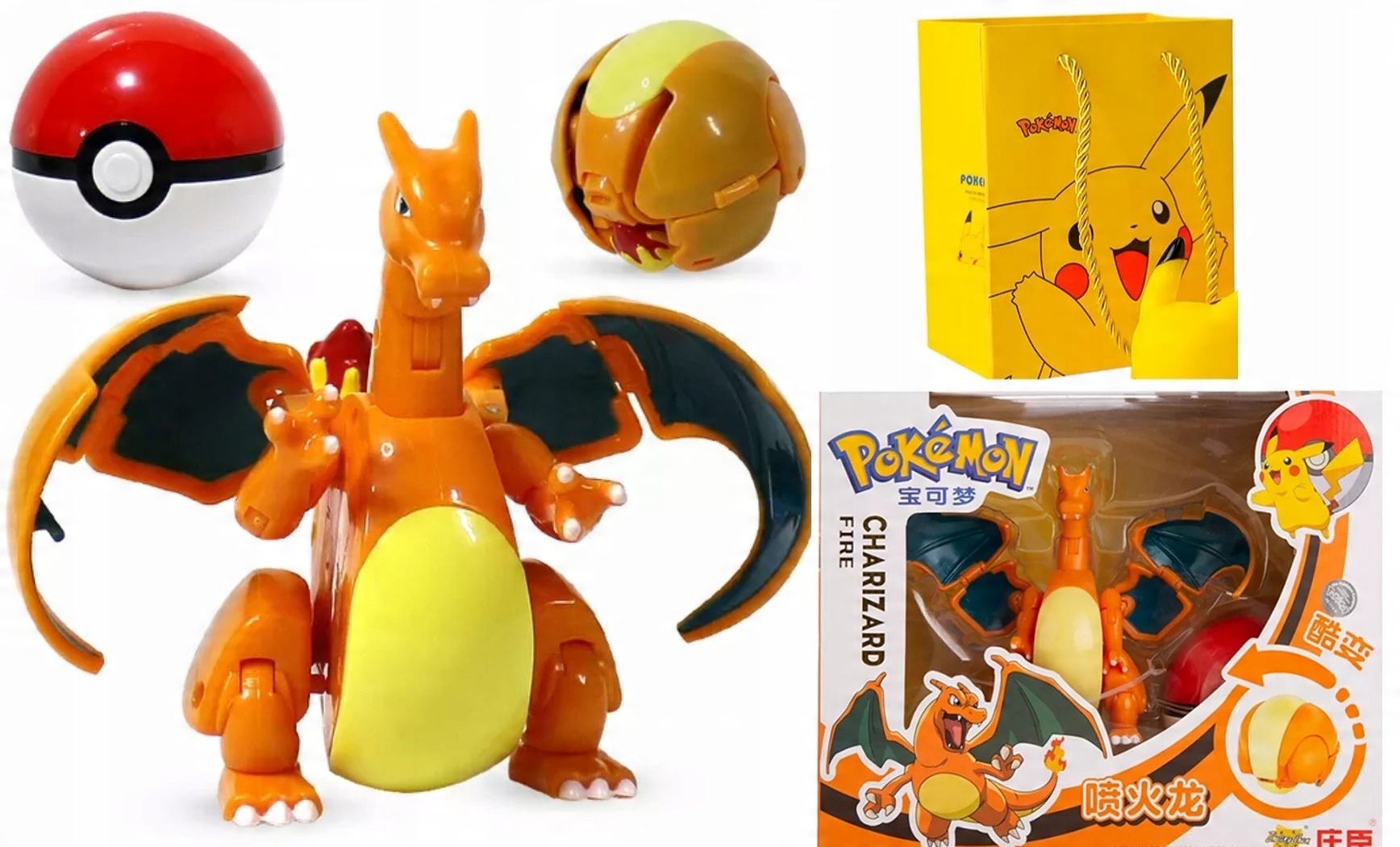

Pokemon Pikachu Charizard składany pokeball zest