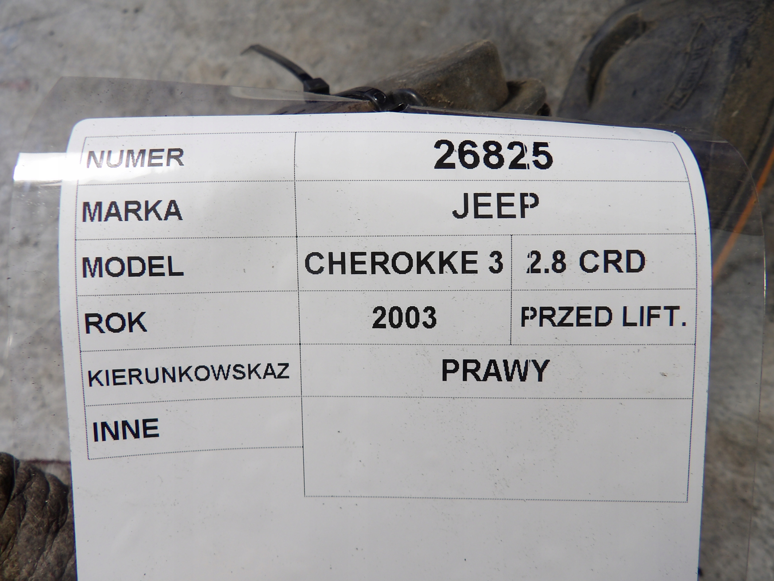 Jeep Cherokee 3 indicator right 2,8CRD
