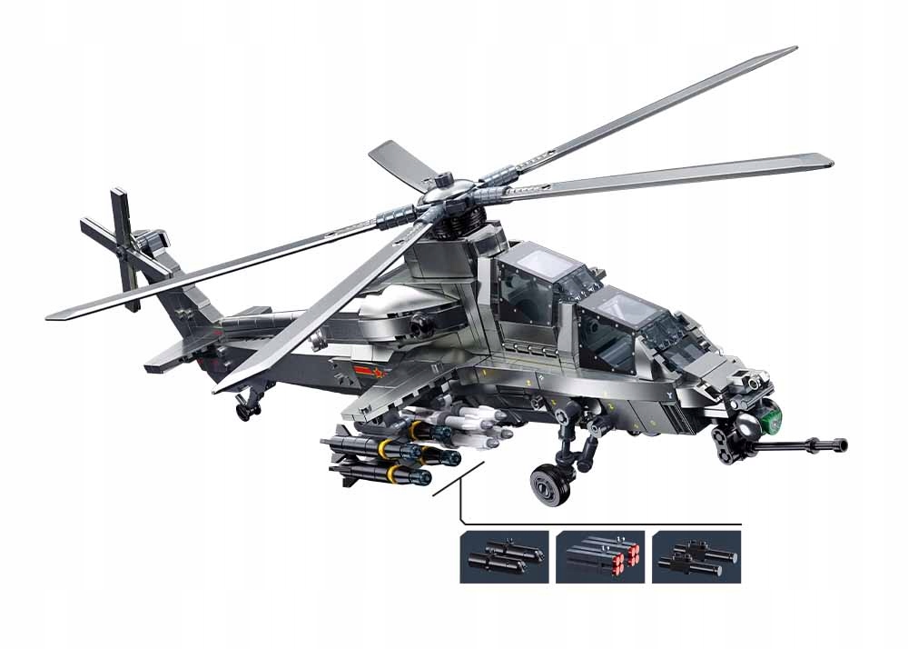 Klocki Sluban Śmigłowiec WZ-10S Helikopter Wojsko Armia 909 El.