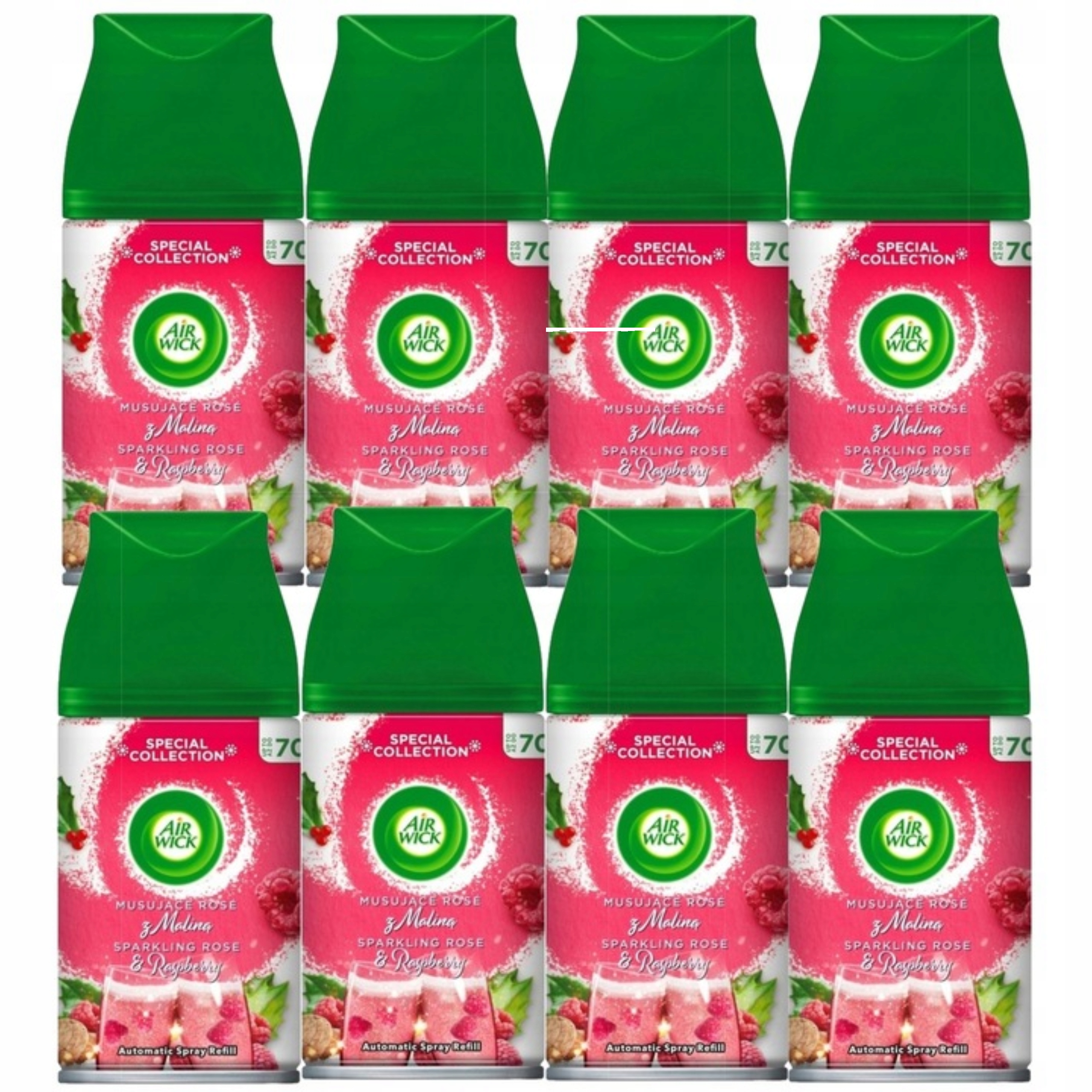 Levně Air Wick Vložky Do Osvěžovače Vzduchu Šumivé Rosè s Malinou 8X 250ML
