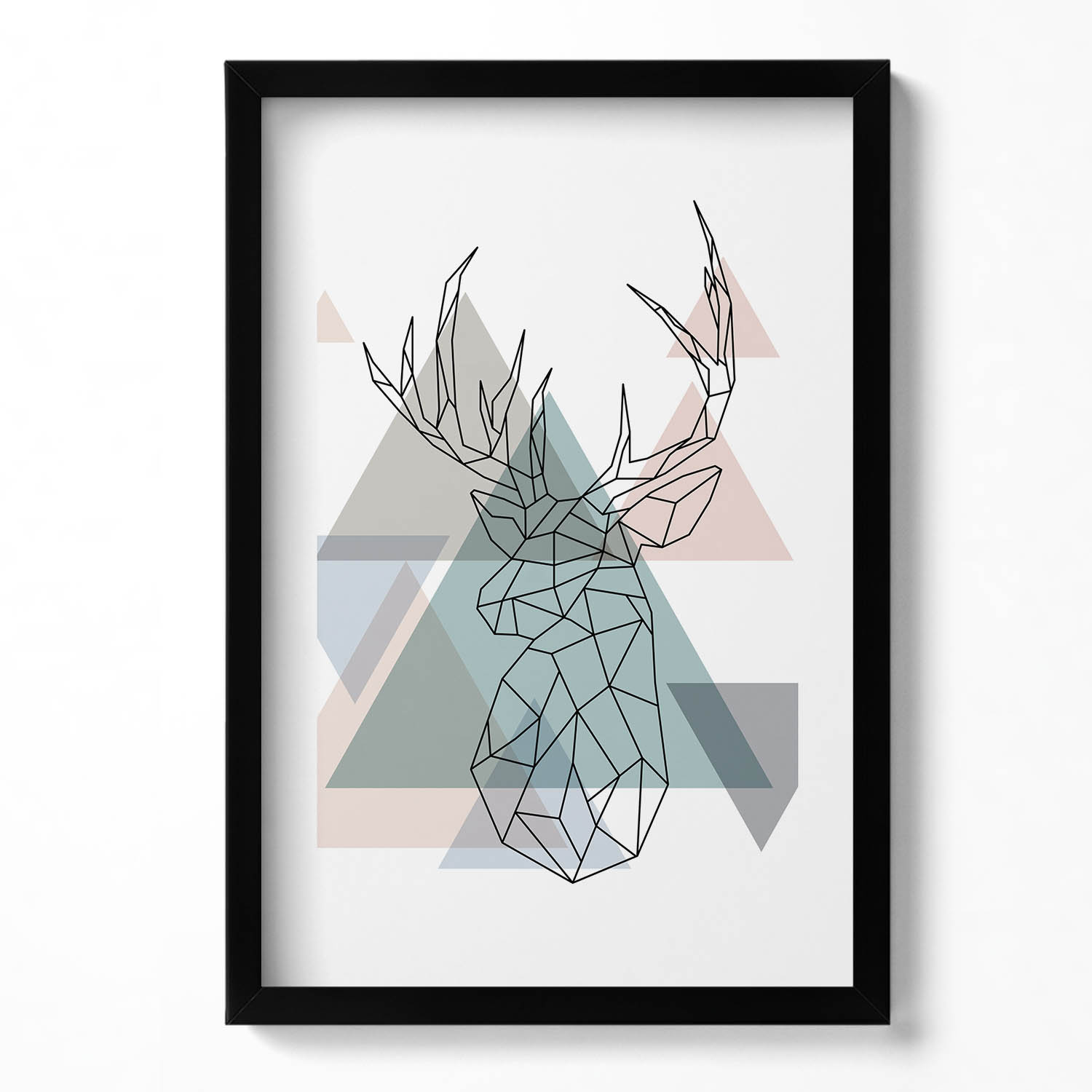 Dekorativní nástěnný obraz v rámu s grafikou loftu Geometrický sob 40x60 cm