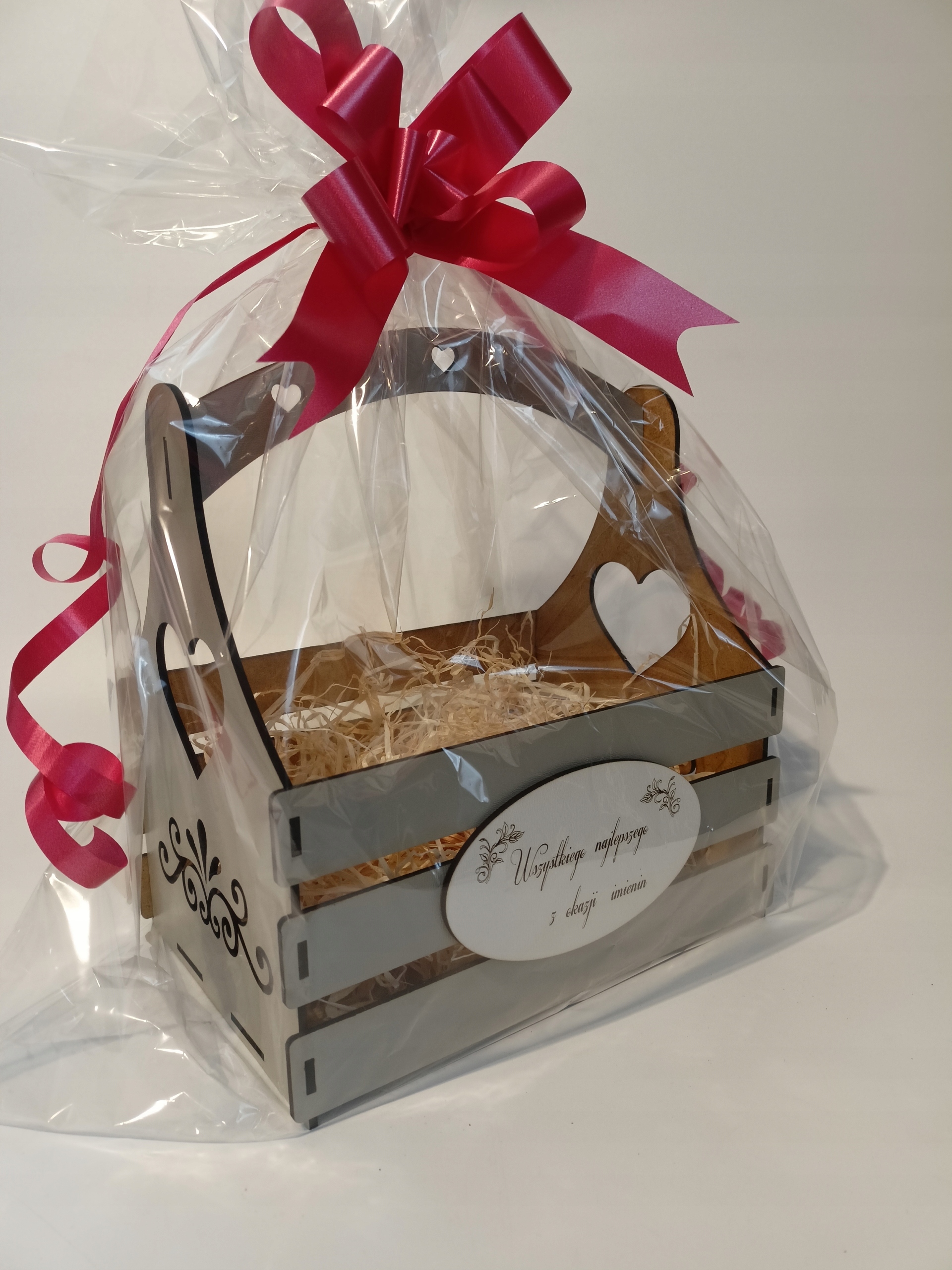 ZESTAW PUSTY KOSZ PREZENTOWY SKRZYNKA DO UZUPEŁNIENIA DEDYKACJA GRAWER K169 Marka inna