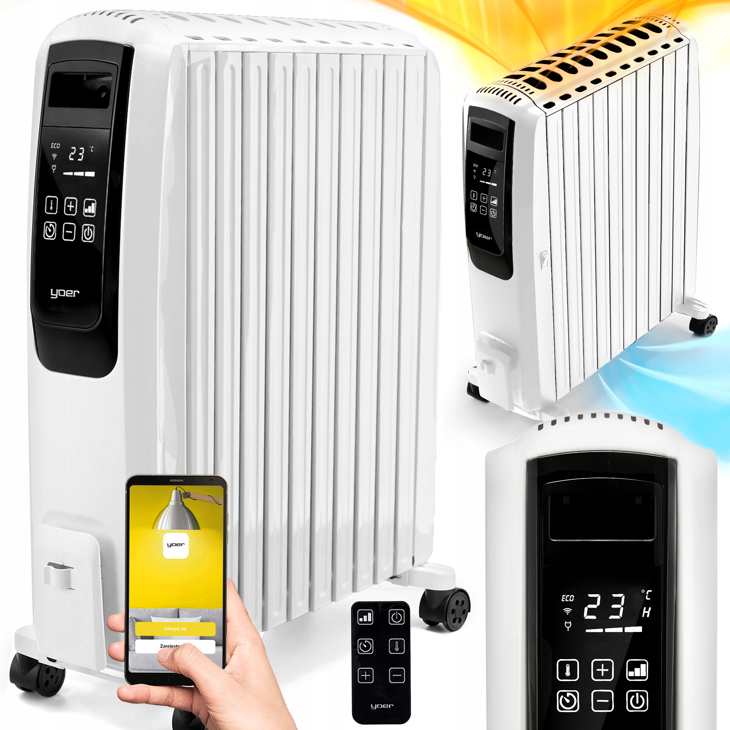 Grzejnik olejowy Yoer 2500W 10 żeberek +Timer +3 moce +Tryb energooszczędny