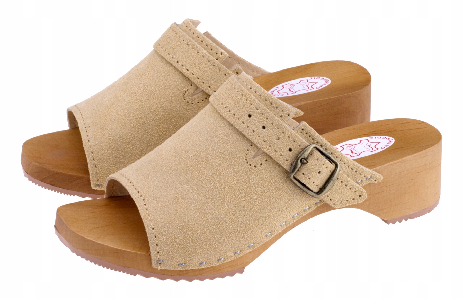 

Drewniaki z regulowaną klamerką, Beżowe 41