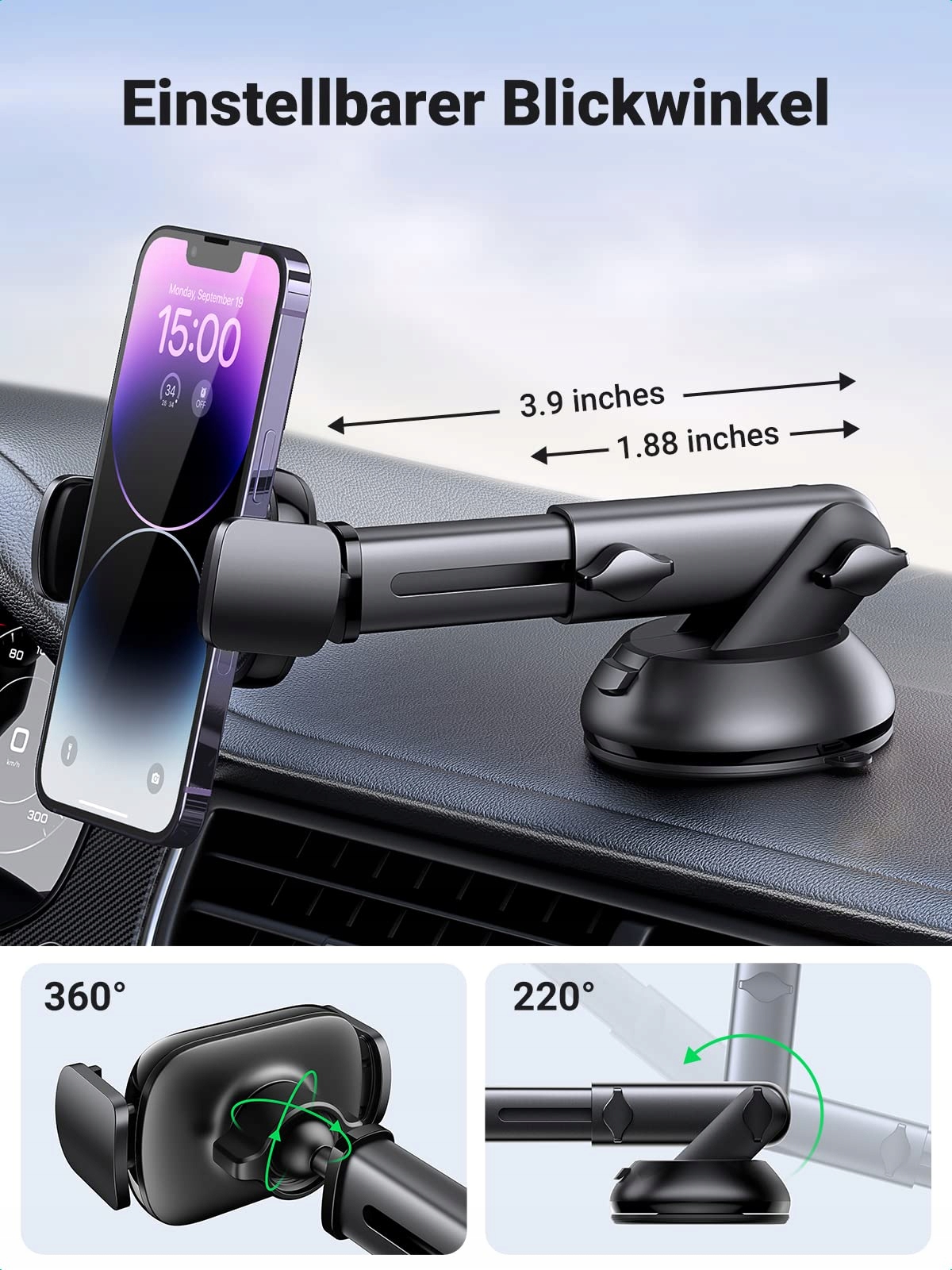 UGREEN Uchwyt na telefon komórkowy z przyssawką 360° — miniatura 4