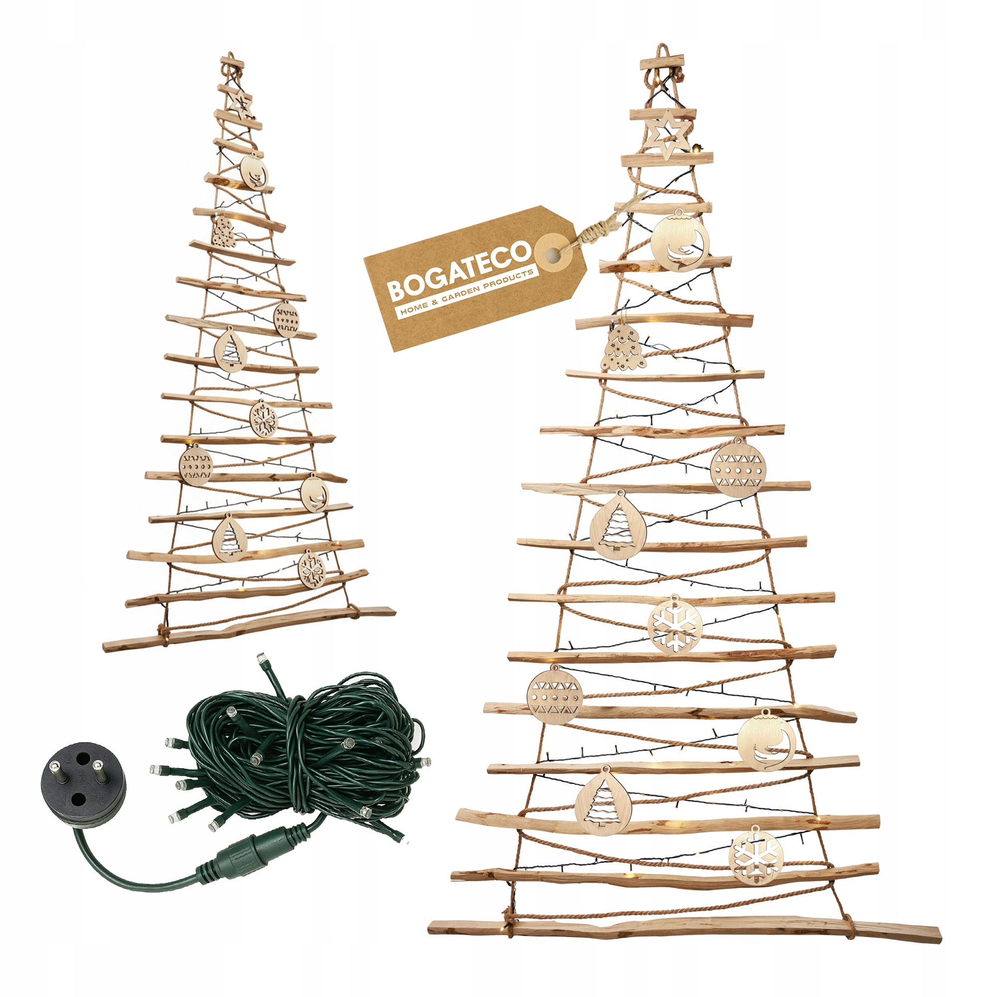 Lesní Vánoční Stromek Závěsný 90 cm Led 230V S Ozdobami Vánoční Stromek Plochý